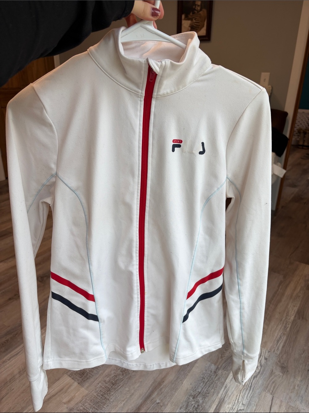 Fila White Zip Jacket with Red and Navy Accents